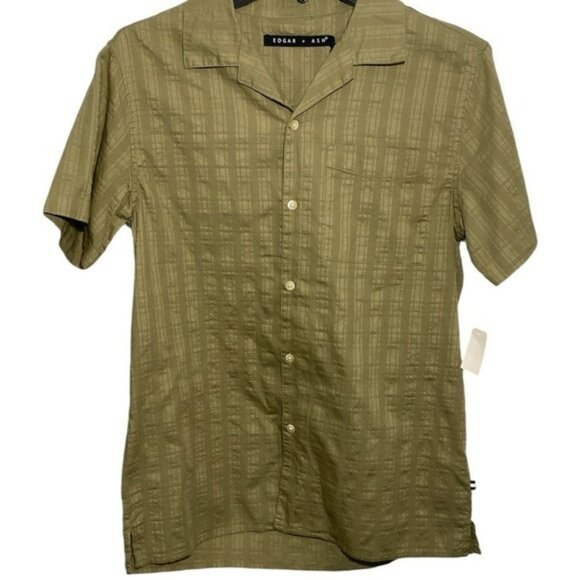 Edgar + Ash Shirt Men's Olive Green Size S Button Down Short Sleeve Textured NWT - Picture 1 of 16